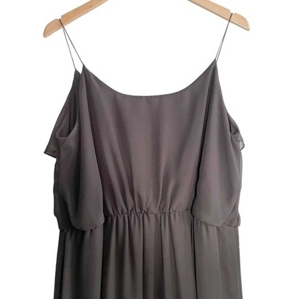 Nouvelle Amsale Drew Gray Chiffon Ruffle Wrap Spaghetti Strap Slip Dress Size XL - Picture 9 of 14